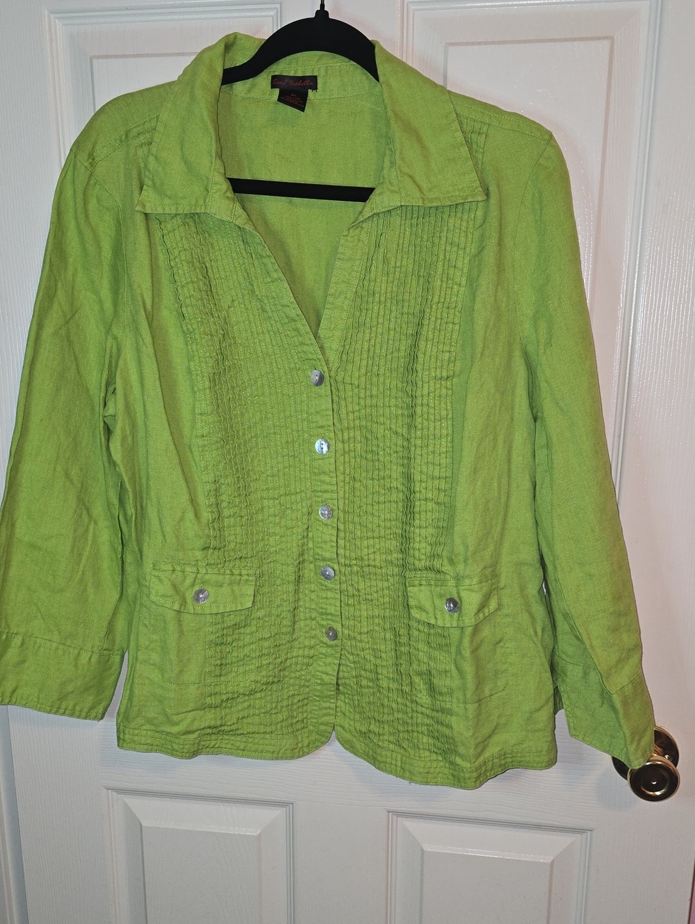 Lime Green Textured Button-Front Women's Blazer